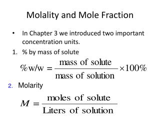 Molality and Mole Fraction