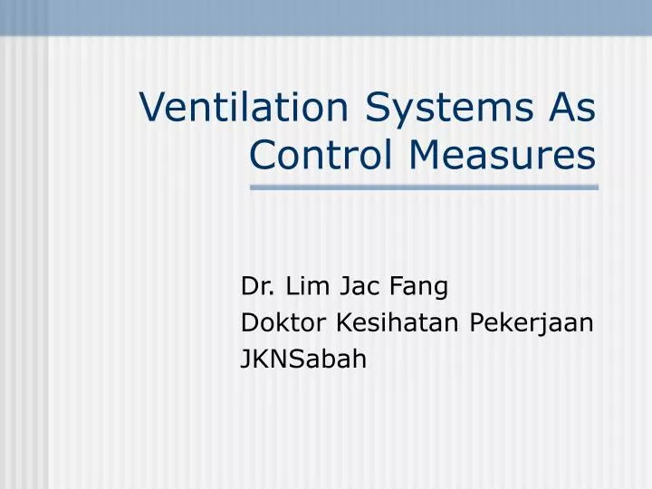 ventilation systems as control measures