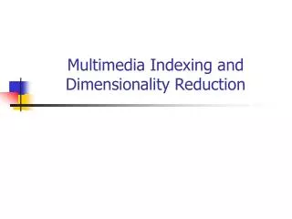 Multimedia Indexing and Dimensionality Reduction