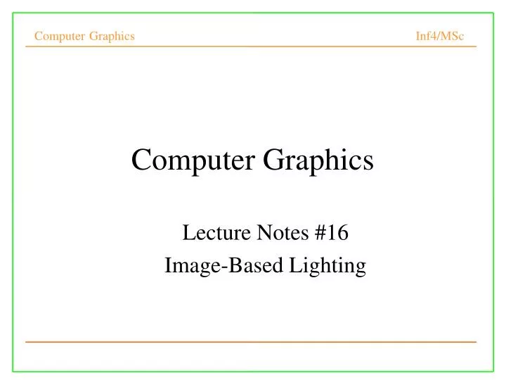 lecture notes 1 6 image based lighting