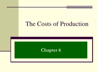 The Costs of Production