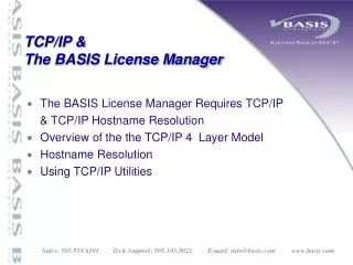 TCP/IP &amp; The BASIS License Manager