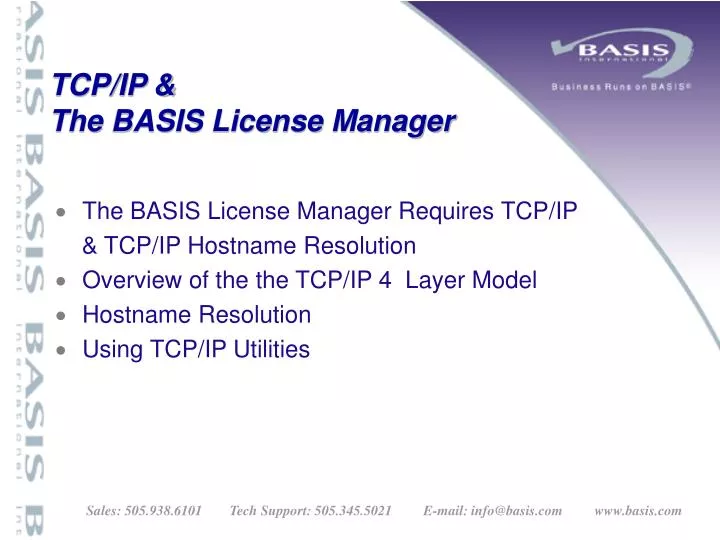 tcp ip the basis license manager