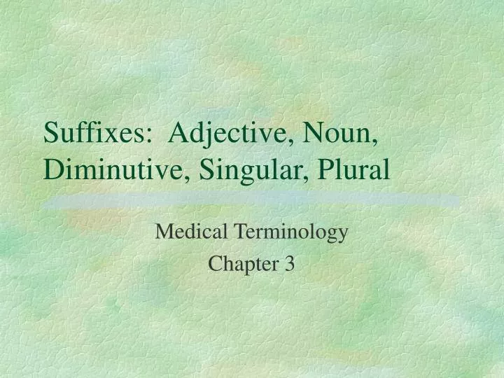 suffixes adjective noun diminutive singular plural