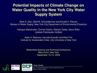 Potential Impacts of Climate Change on Water Quality in the New York City Water Supply System