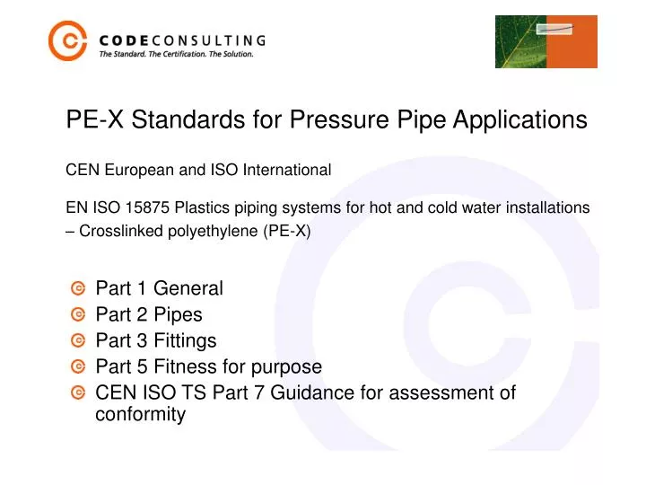 pe x standards for pressure pipe applications