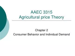 AAEC 3315 Agricultural price Theory