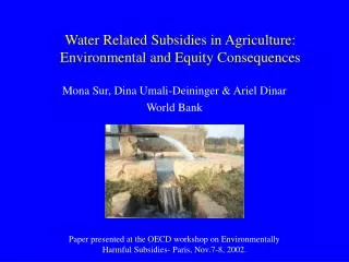 Water Related Subsidies in Agriculture: Environmental and Equity Consequences