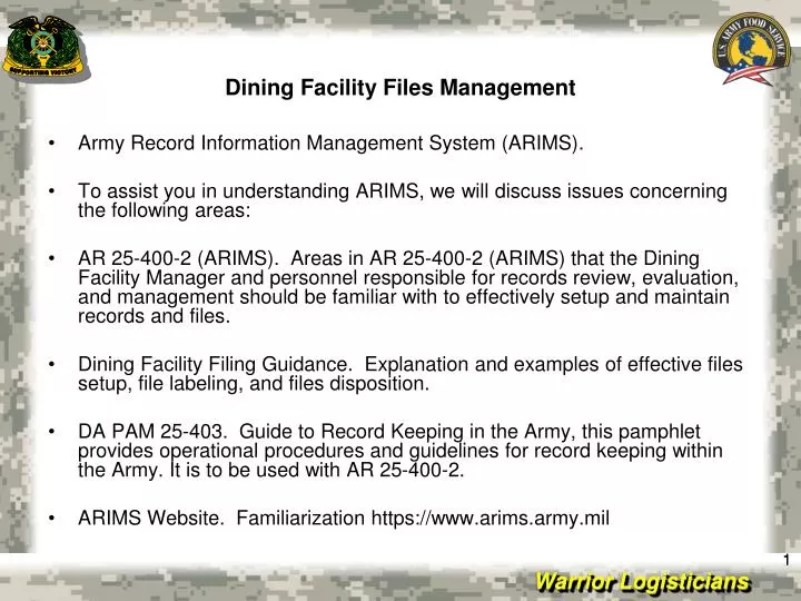 dining facility files management