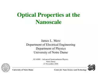 Optical Properties at the Nanoscale