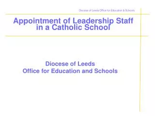 Diocese of Leeds Office for Education &amp; Schools