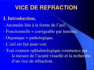 VICE DE REFRACTION
