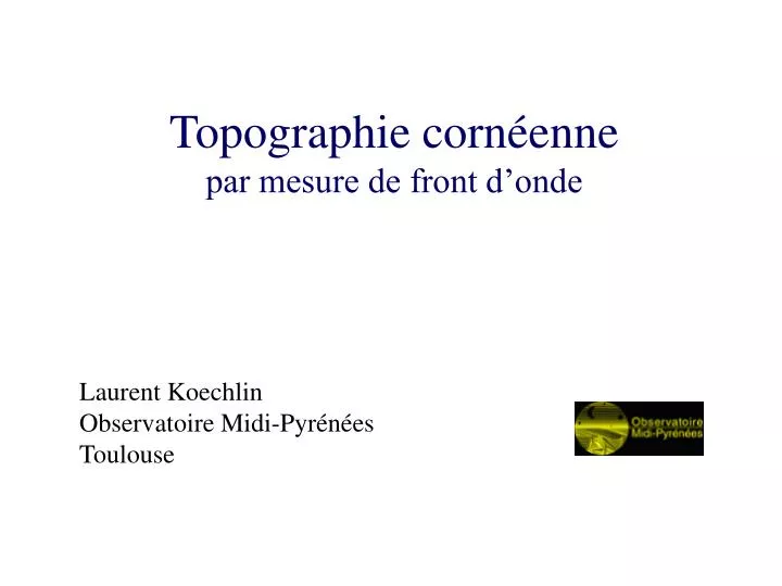 topographie corn enne par mesure de front d onde