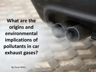 What are the origins and environmental implications of pollutants in car exhaust gases?