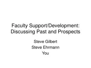 Faculty Support/Development: Discussing Past and Prospects