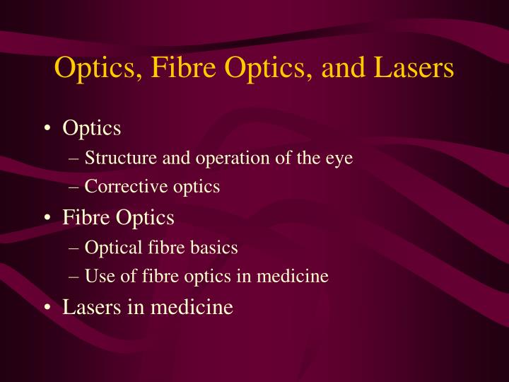 optics fibre optics and lasers