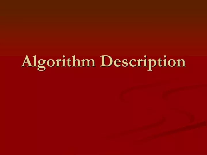algorithm description