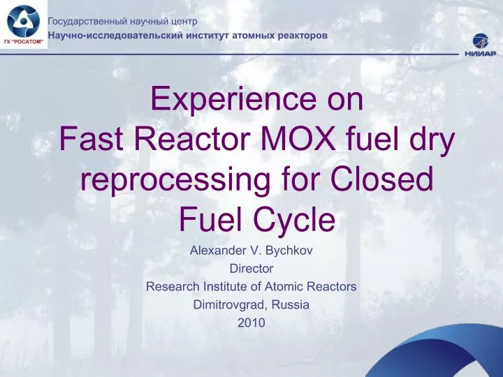 experience on fast reactor mox fuel dry reprocessing for closed fuel cycle