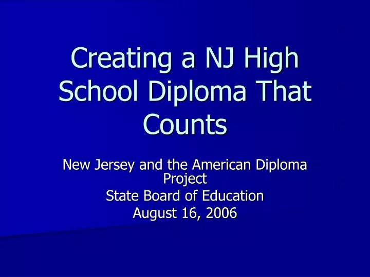 creating a nj high school diploma that counts