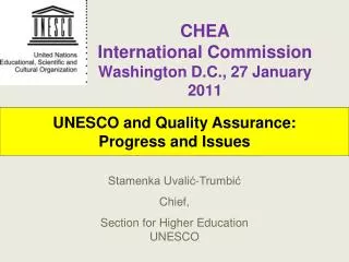 CHEA International Commission Washington D.C., 27 January 2011