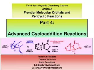 Third Year Organic Chemistry Course CHM3A2 Frontier Molecular Orbitals and Pericyclic Reactions