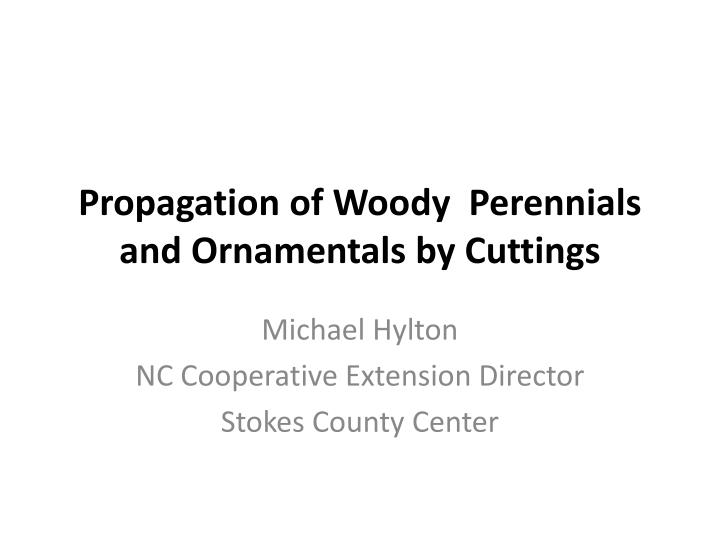 propagation of woody perennials and ornamentals by cuttings