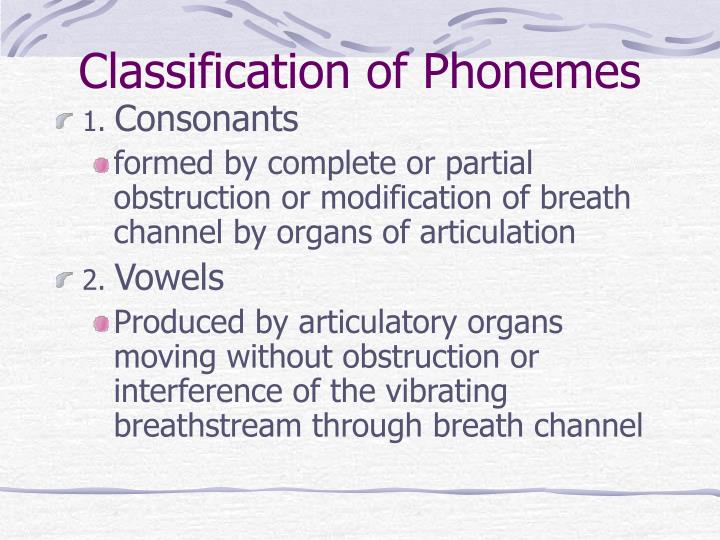 classification of phonemes