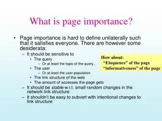 What is page importance?