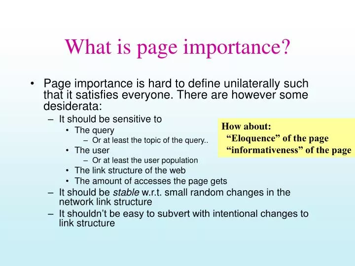 what is page importance