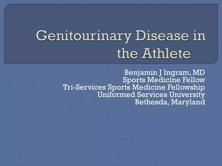 genitourinary disease in the athlete