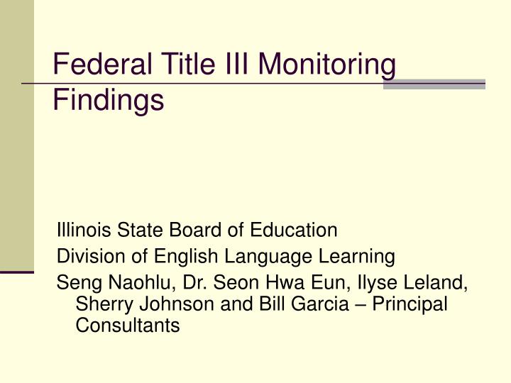federal title iii monitoring findings