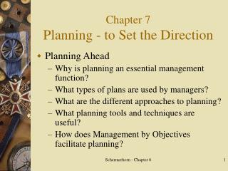 Chapter 7 Planning - to Set the Direction