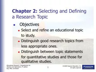 Chapter 2: Selecting and Defining a Research Topic