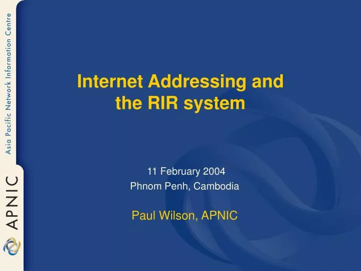 internet addressing and the rir system