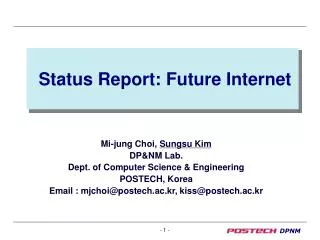 Status Report: Future Internet