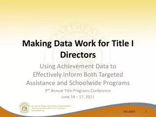 Making Data Work for Title I Directors