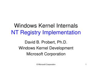 Windows Kernel Internals NT Registry Implementation