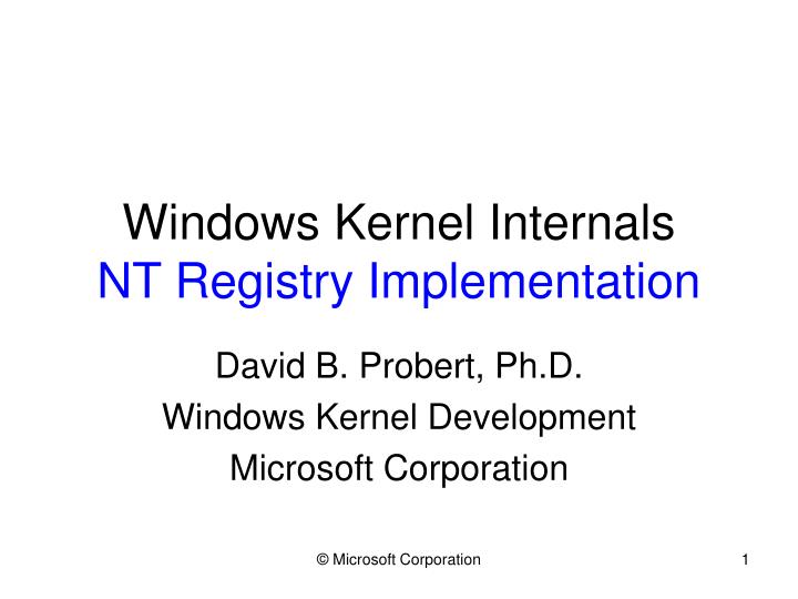 windows kernel internals nt registry implementation