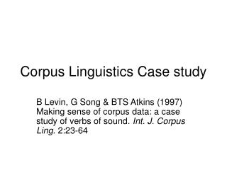 Corpus Linguistics Case study