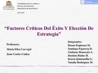 “Factores Críticos Del Éxito Y Elección De Estrategia”