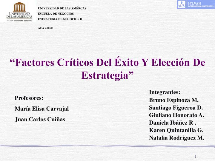 factores cr ticos del xito y elecci n de estrategia