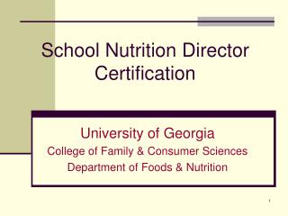 School Nutrition Director Certification