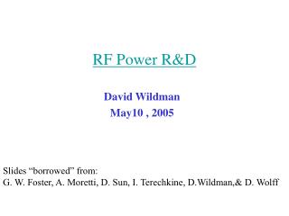 RF Power R&amp;D
