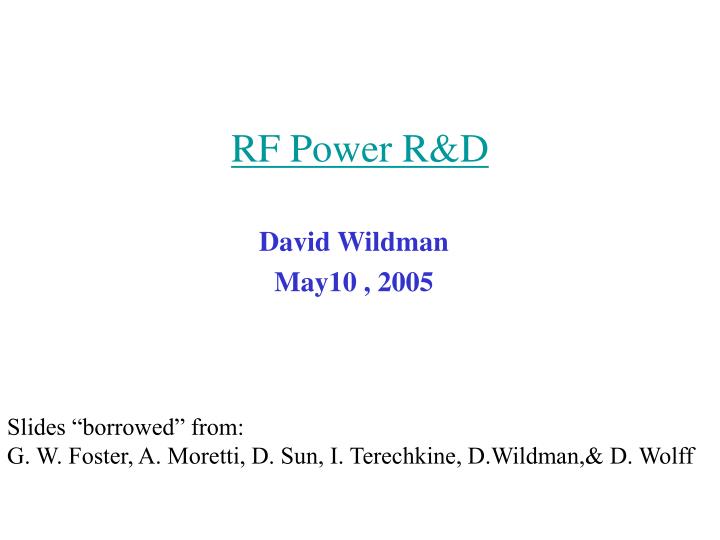 rf power r d
