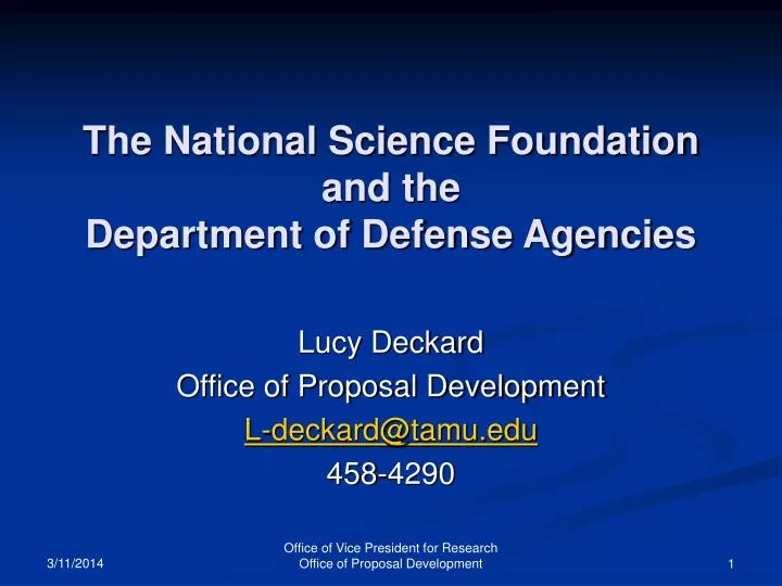 the national science foundation and the department of defense agencies