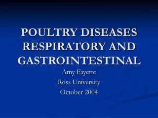 POULTRY DISEASES RESPIRATORY AND GASTROINTESTINAL