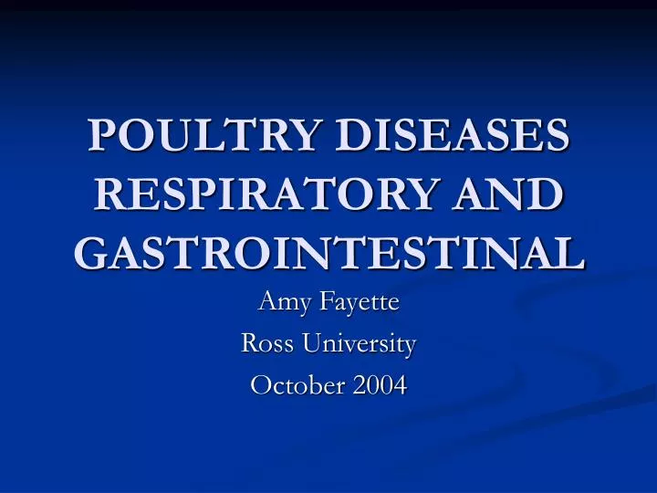 poultry diseases respiratory and gastrointestinal