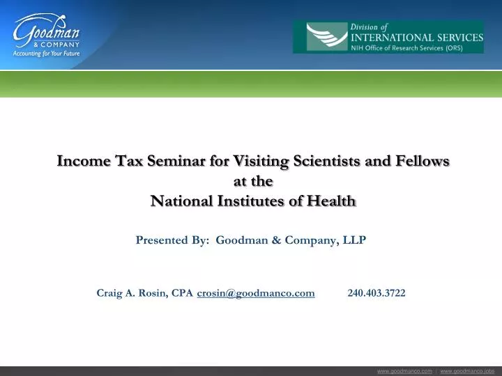 income tax seminar for visiting scientists and fellows at the national institutes of health