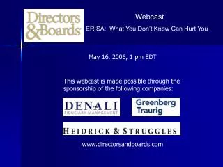 Webcast ERISA: What You Don’t Know Can Hurt You