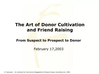 The Art of Donor Cultivation and Friend Raising